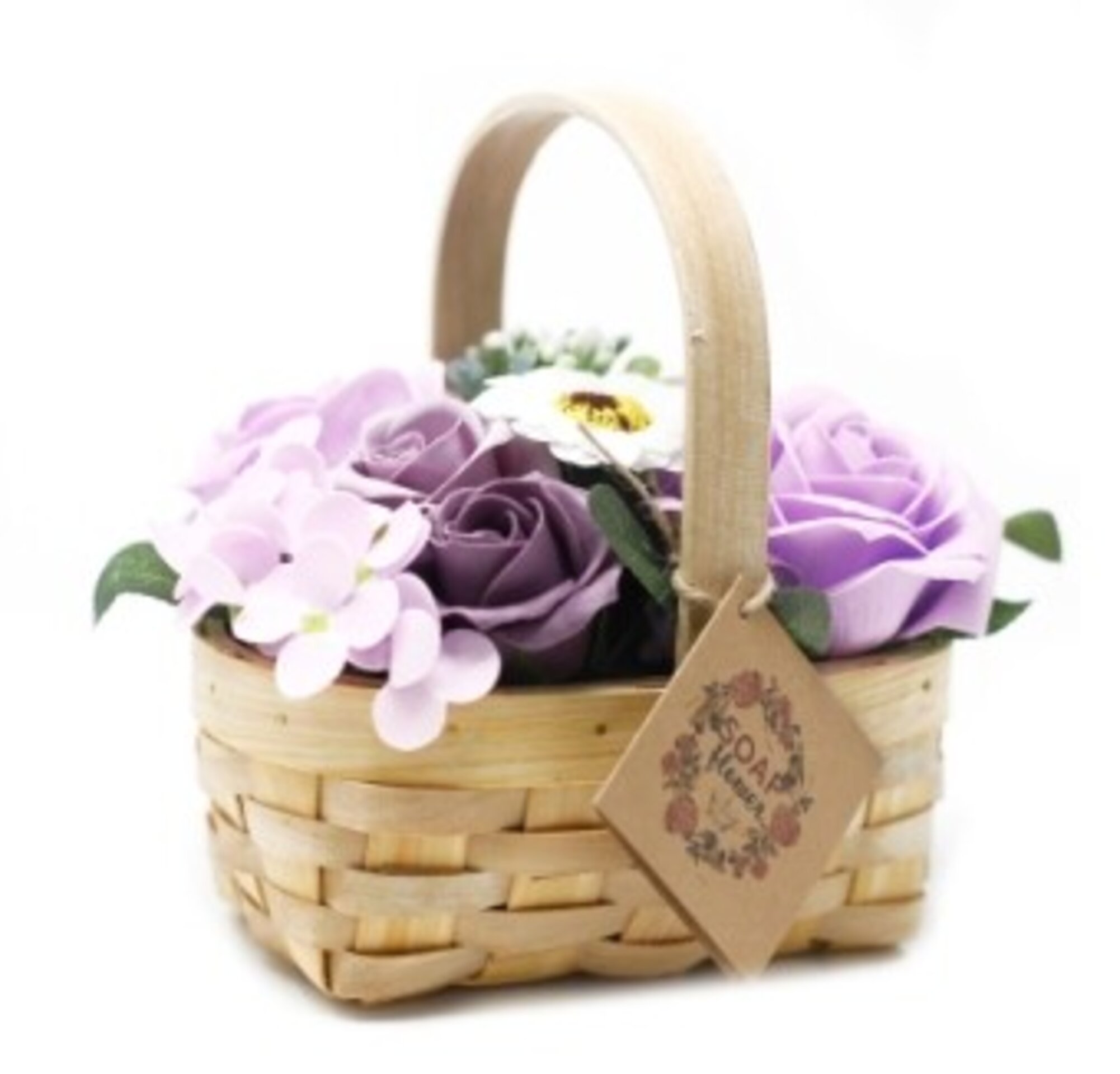 Cesto de mimbre con flores de jabón - 8