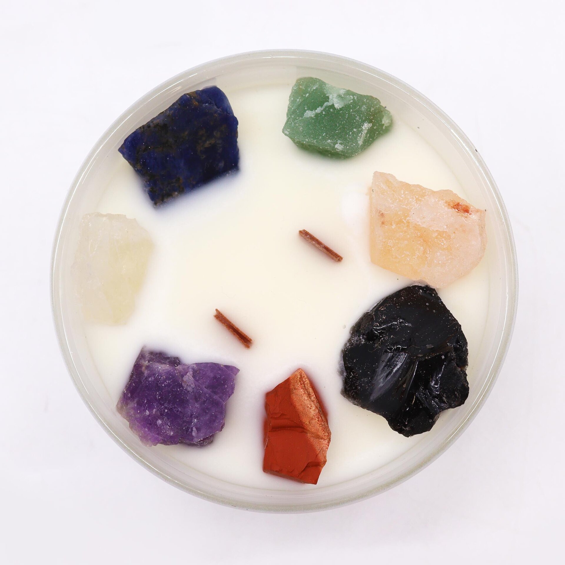 VELA  DE SOJA  PERFUMADA CON MNERALES DE LOS  7 CHACRAS - 3