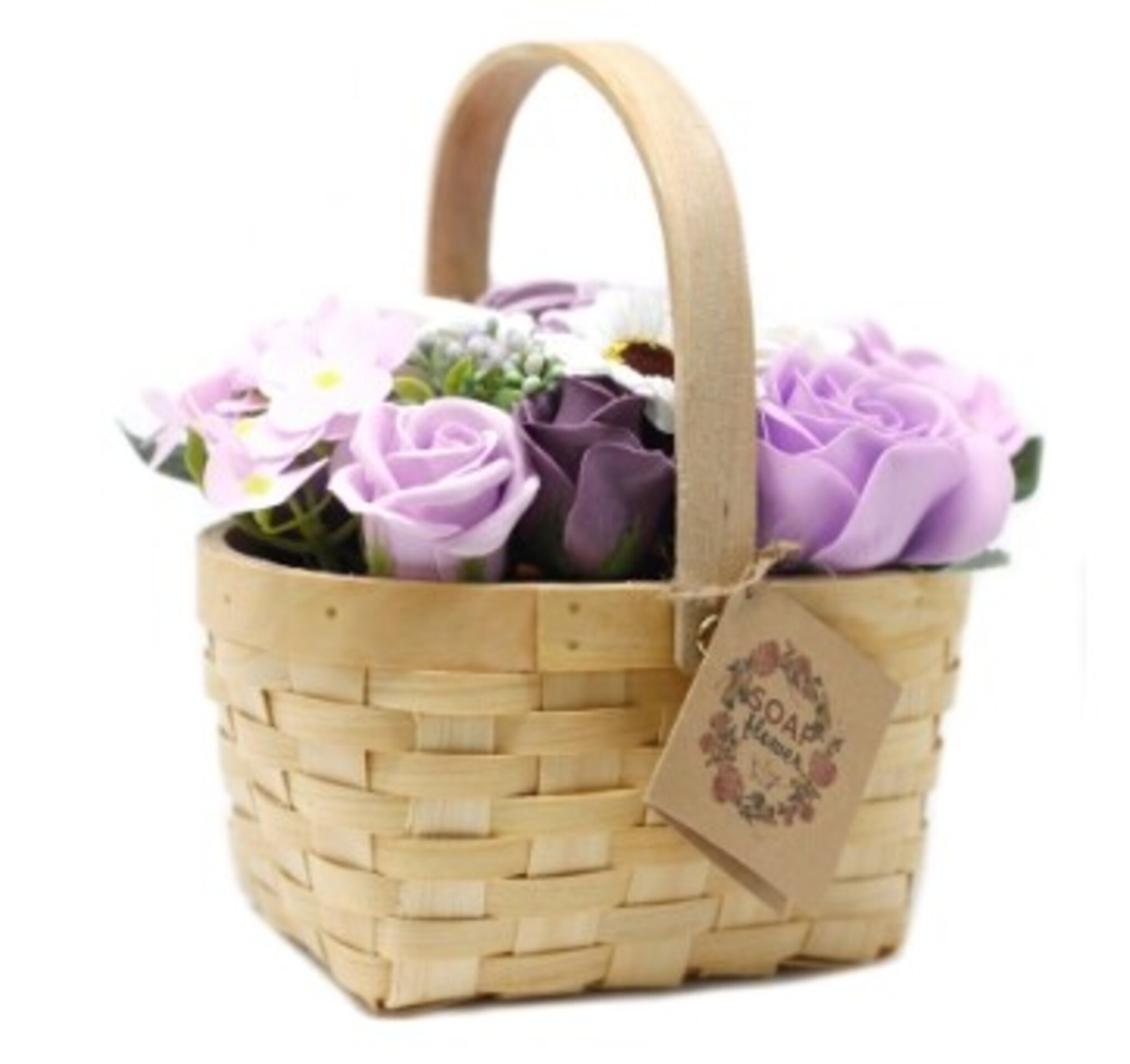 Cesto de mimbre con flores de jabón - 4