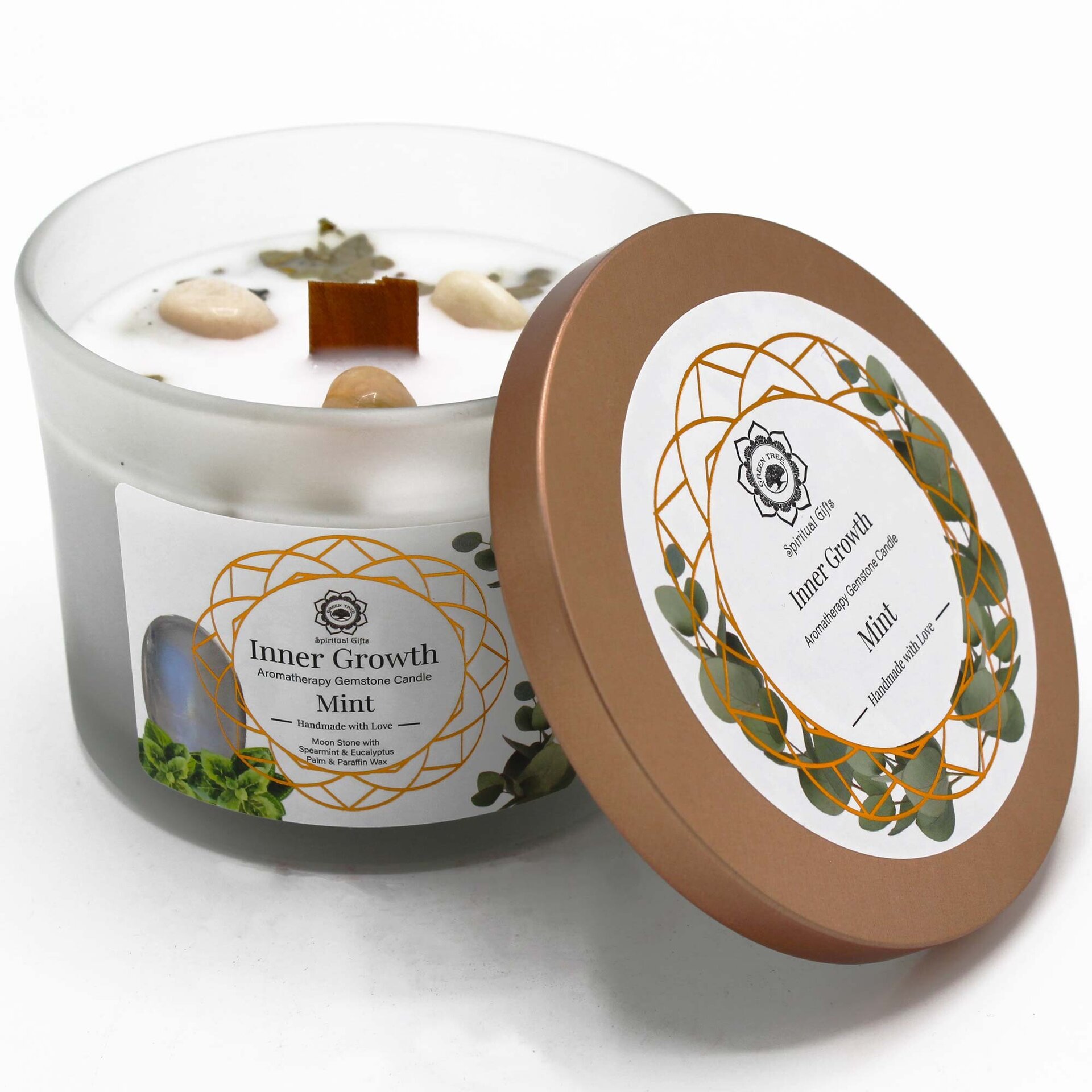 Vela perfumada menta y piedra luna: CRECIMIENTO INTERIOR - 2