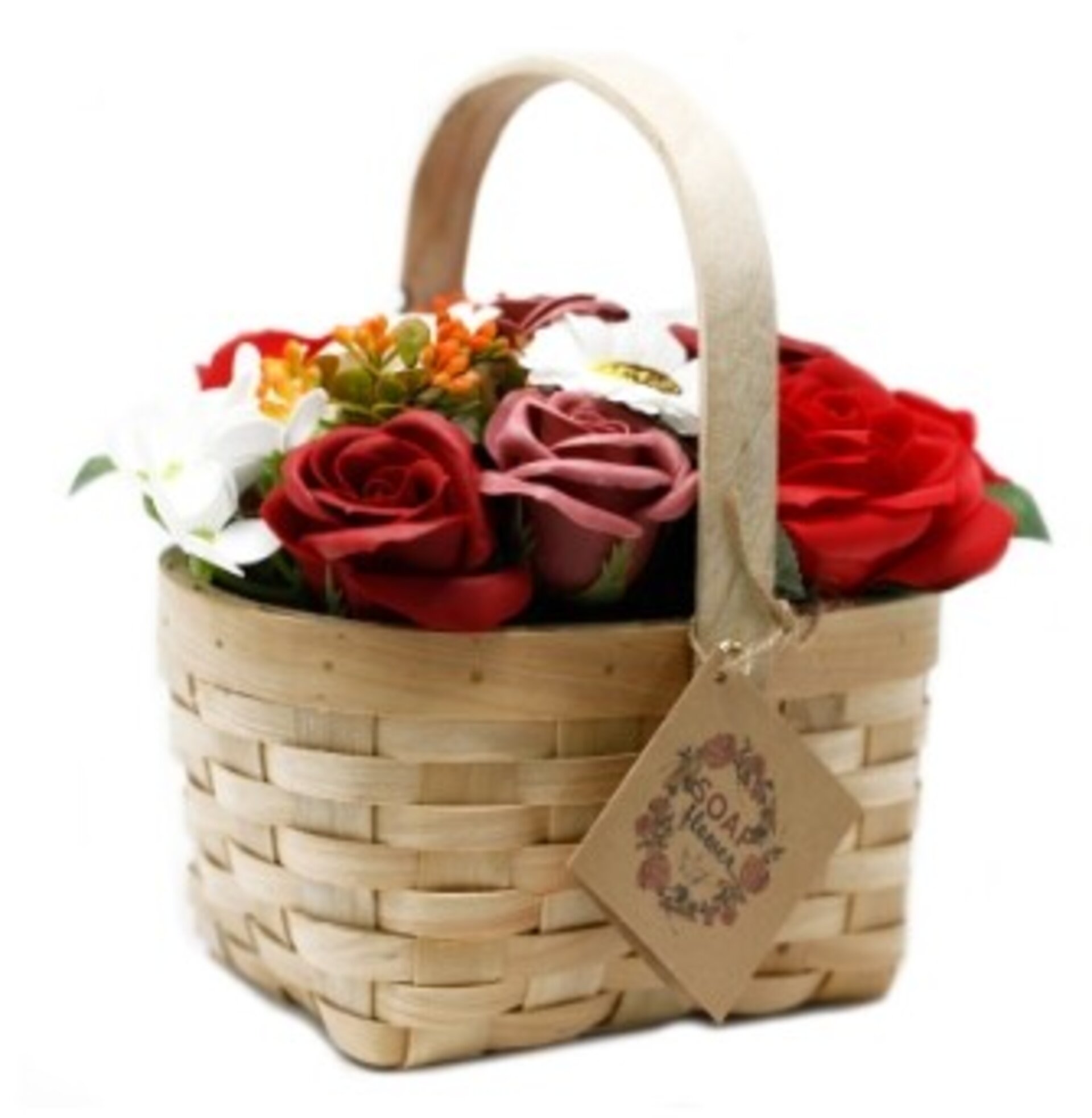 Cesto de mimbre con flores de jabón - 2